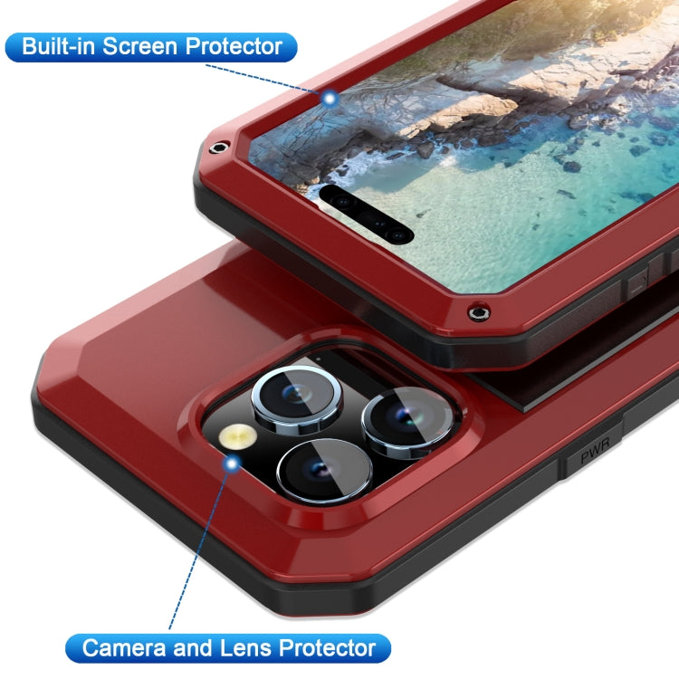 For iPhone 15 Pro Max Shockproof Life Waterproof Dust-proof Metal + Silicone Phone Case(Red) - HoMEdemic™ 