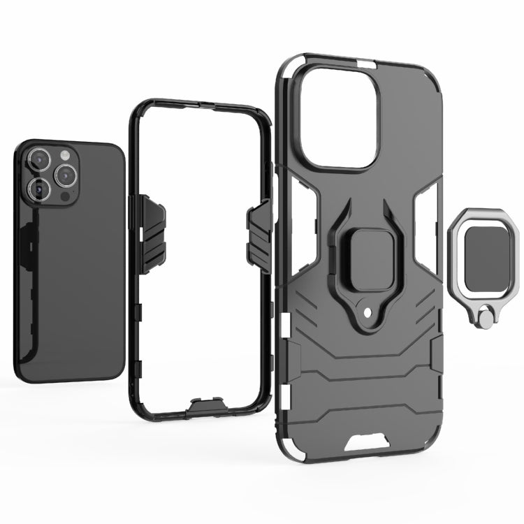 For iPhone 15 Pro Max Shockproof PC + TPU Holder Phone Case(Navy Blue) - HoMEdemic™ 