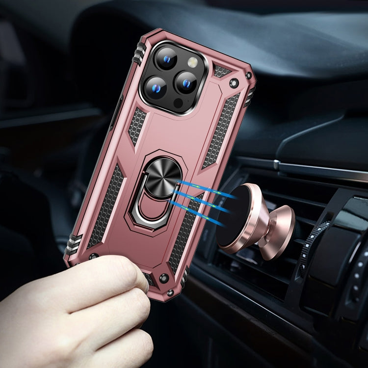 For iPhone 15 Pro Max Shockproof TPU + PC Phone Case with Holder(Rose Gold) - HoMEdemic™ 