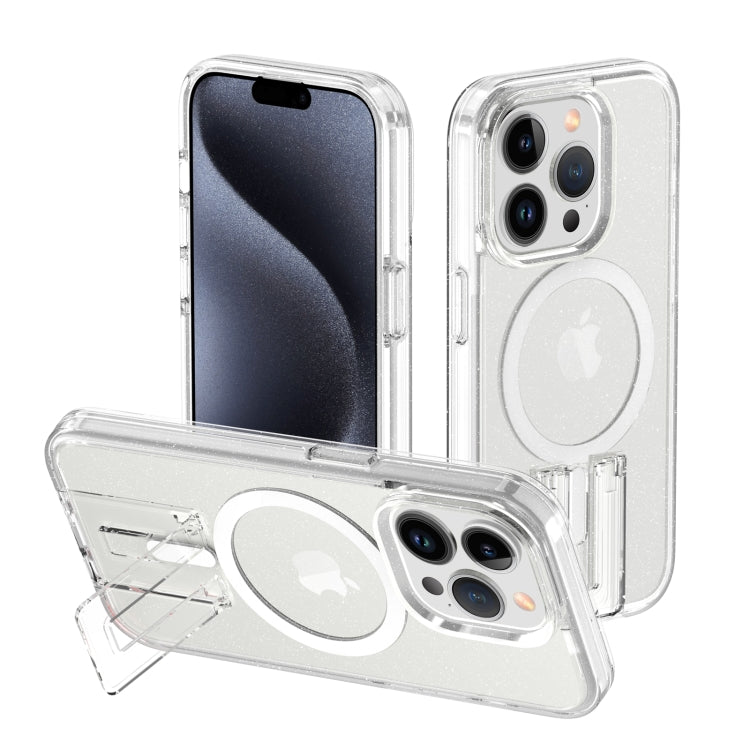 For iPhone 15 Pro Max Shockproof Terminator MagSafe Phone Case with Holder(Glitter White) - HoMEdemic™ 