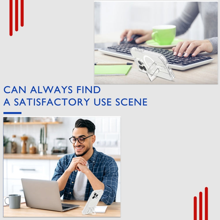 For iPhone 15 Pro Max Shockproof Terminator MagSafe Phone Case with Holder(Glitter White) - HoMEdemic™ 