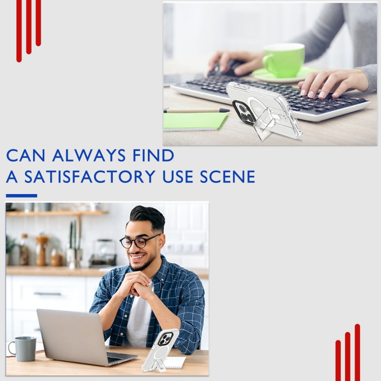 For iPhone 15 Pro Max Shockproof Terminator MagSafe Phone Case with Holder(Transparent) - HoMEdemic™ 