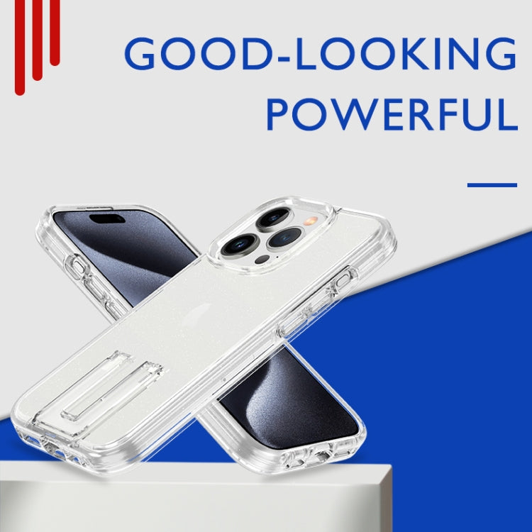 For iPhone 15 Pro Max Shockproof Terminator Phone Case with Holder(Glitter White) - HoMEdemic™ 