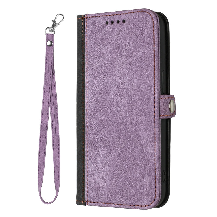 For iPhone 15 Pro Max Side Buckle Double Fold Hand Strap Leather Phone Case(Purple) - HoMEdemic™ 