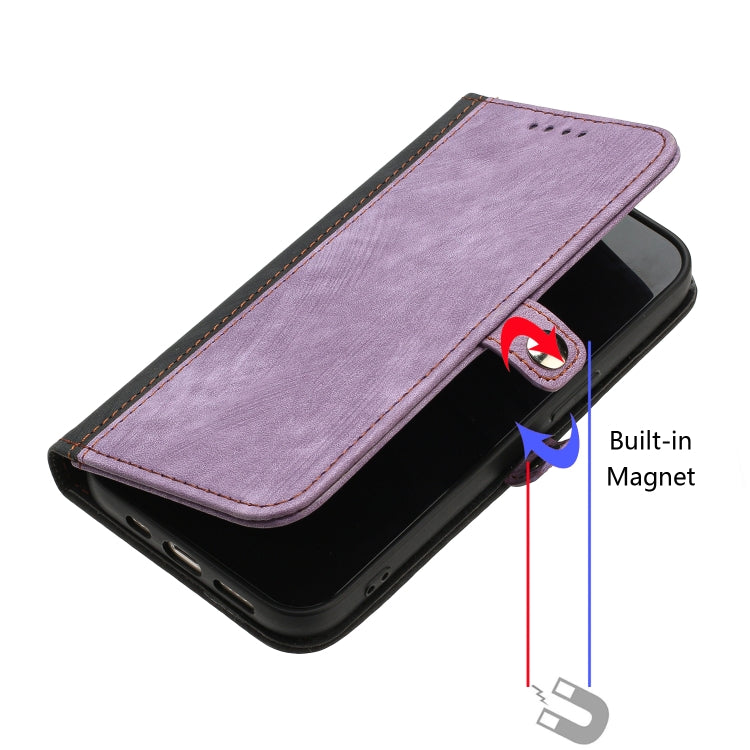 For iPhone 15 Pro Max Side Buckle Double Fold Hand Strap Leather Phone Case(Purple) - HoMEdemic™ 