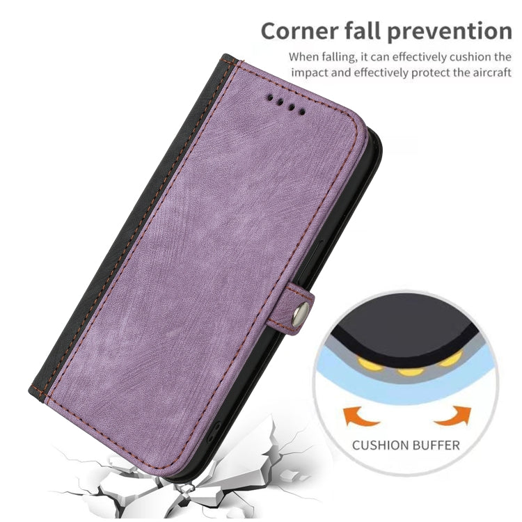 For iPhone 15 Pro Max Side Buckle Double Fold Hand Strap Leather Phone Case(Purple) - HoMEdemic™ 