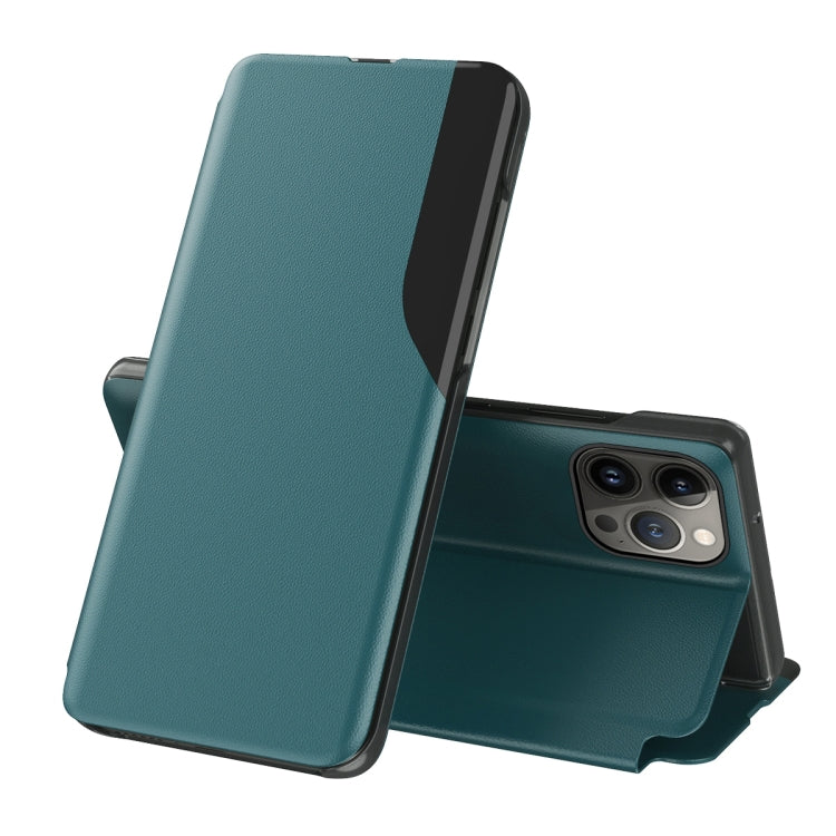 For iPhone 15 Pro Max Side Display Flip Leather Phone Case(Green) - HoMEdemic™ 