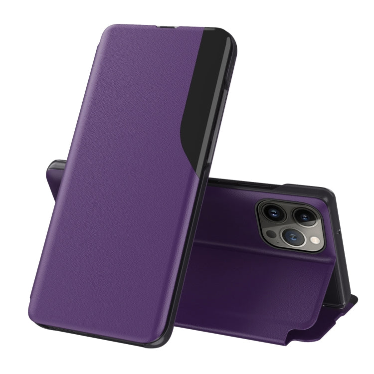 For iPhone 15 Pro Max Side Display Flip Leather Phone Case(Purple) - HoMEdemic™ 