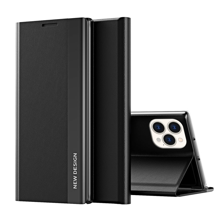 For iPhone 15 Pro Max Side Electroplated Adsorption Leather Phone Case(Black) - HoMEdemic™ 