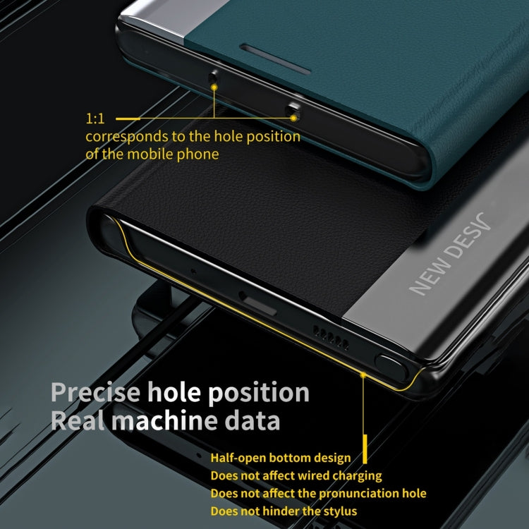For iPhone 15 Pro Max Side Electroplated Adsorption Leather Phone Case(Dark Blue) - HoMEdemic™ 