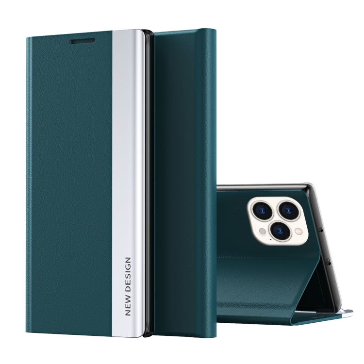 For iPhone 15 Pro Max Side Electroplated Adsorption Leather Phone Case(Green) - HoMEdemic™ 