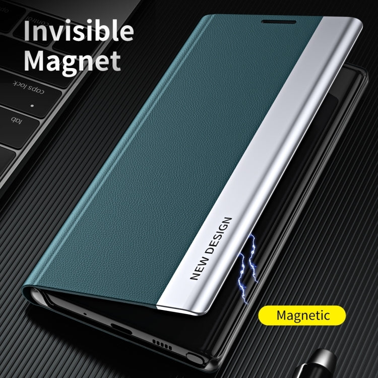For iPhone 15 Pro Max Side Electroplated Adsorption Leather Phone Case(Light Blue) - HoMEdemic™ 