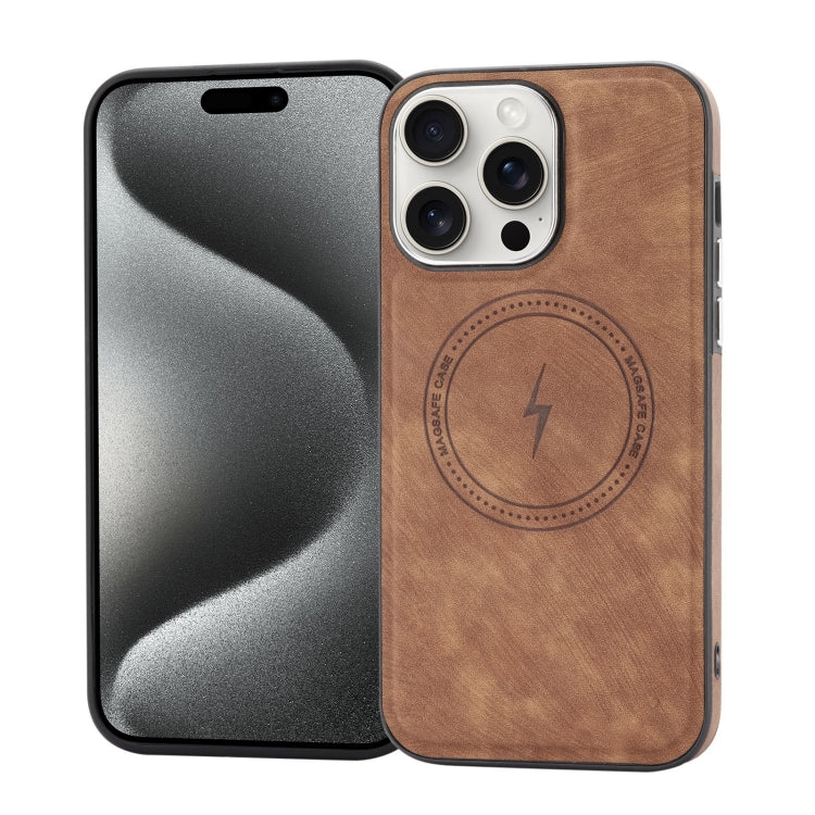 For iPhone 15 Pro Max Side PU Hybrid TPU Magsafe Phone Case(Brown) - HoMEdemic™ 