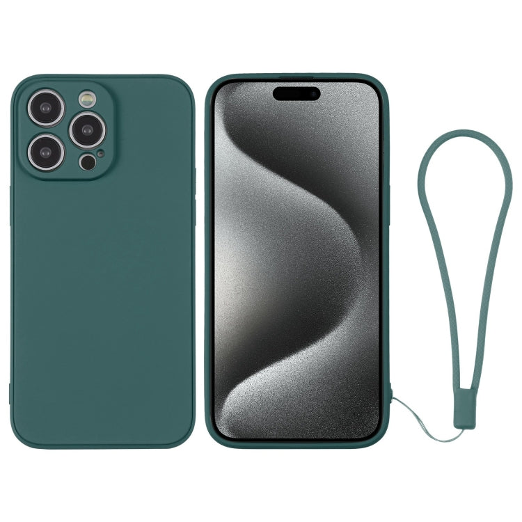 For iPhone 15 Pro Max Silicone Phone Case with Wrist Strap(Deep Green) - HoMEdemic™ 