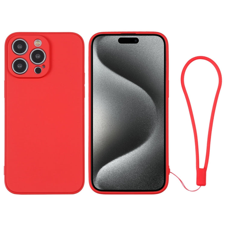 For iPhone 15 Pro Max Silicone Phone Case with Wrist Strap(Red) - HoMEdemic™ 
