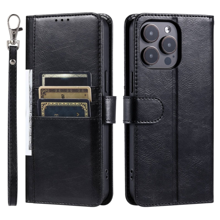 For iPhone 15 Pro Max Simple 6-Card Wallet Leather Phone Case(Black) - HoMEdemic™ 