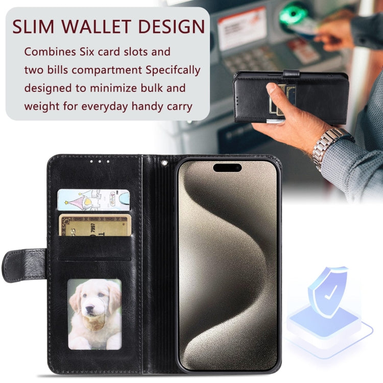 For iPhone 15 Pro Max Simple 6-Card Wallet Leather Phone Case(Black) - HoMEdemic™ 