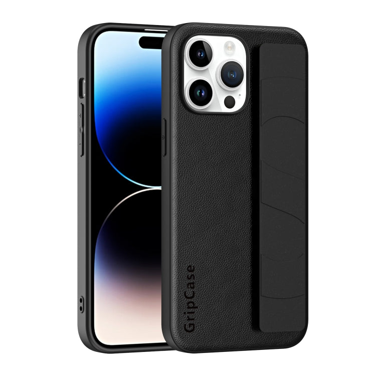 For iPhone 15 Pro Max Skin Elastic Wrist Grip Back Cover Phone Case(Black) - HoMEdemic™ 