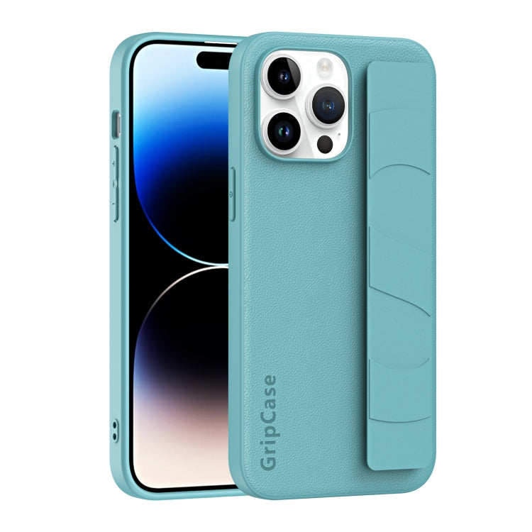 For iPhone 15 Pro Max Skin Elastic Wrist Grip Back Cover Phone Case(Blue) - HoMEdemic™ 