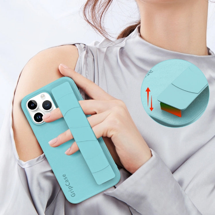 For iPhone 15 Pro Max Skin Elastic Wrist Grip Back Cover Phone Case(Blue) - HoMEdemic™ 