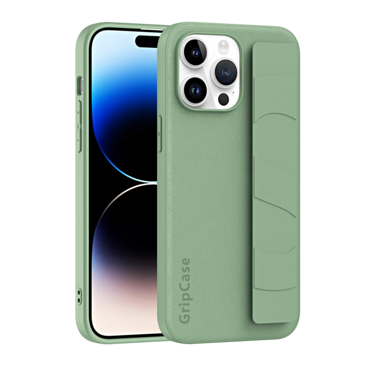 For iPhone 15 Pro Max Skin Elastic Wrist Grip Back Cover Phone Case(Light Green) - HoMEdemic™ 
