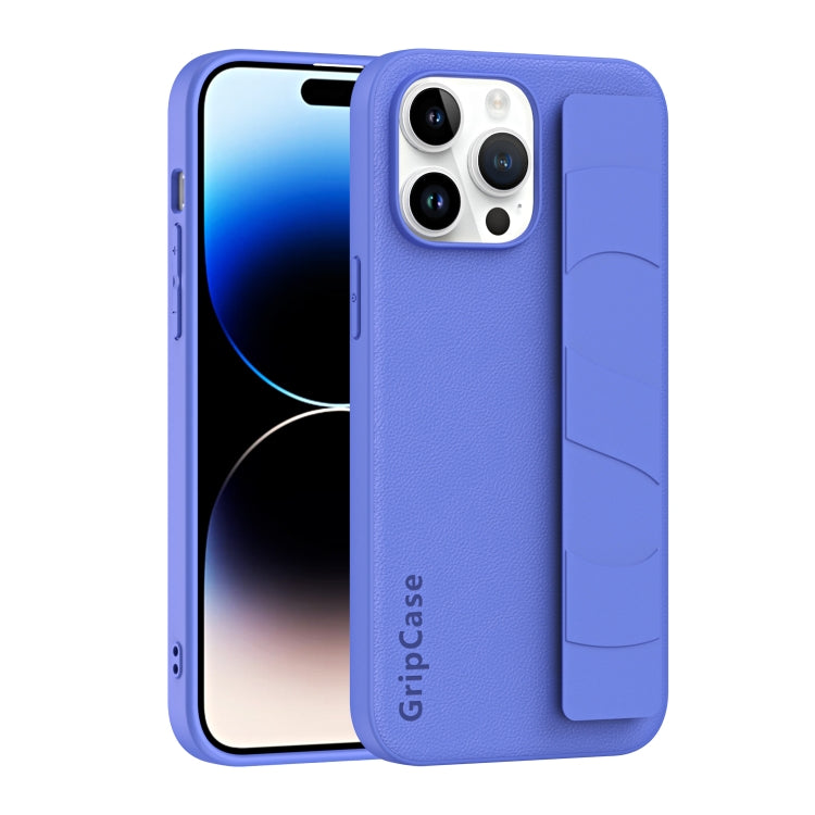 For iPhone 15 Pro Max Skin Elastic Wrist Grip Back Cover Phone Case(Purple) - HoMEdemic™ 