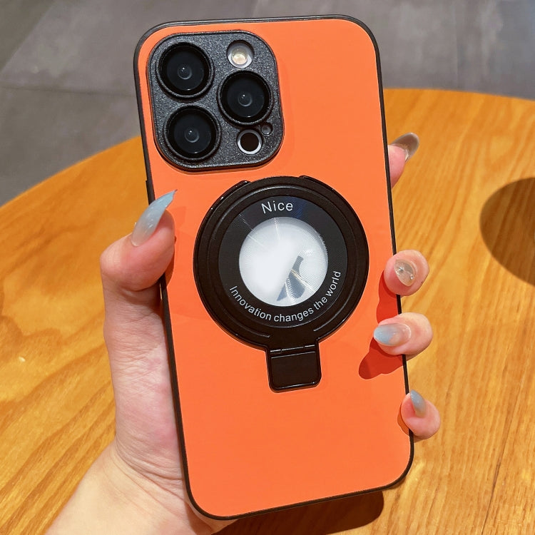 For iPhone 15 Pro Max Skin Feel Armor Magnetic Holder Phone Case(Orange) - HoMEdemic™ 
