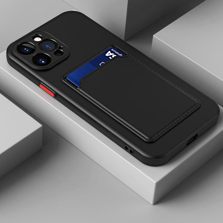 For iPhone 15 Pro Max Skin Feel Card Contrast Color Button TPU Phone Case(Black) - HoMEdemic™ 