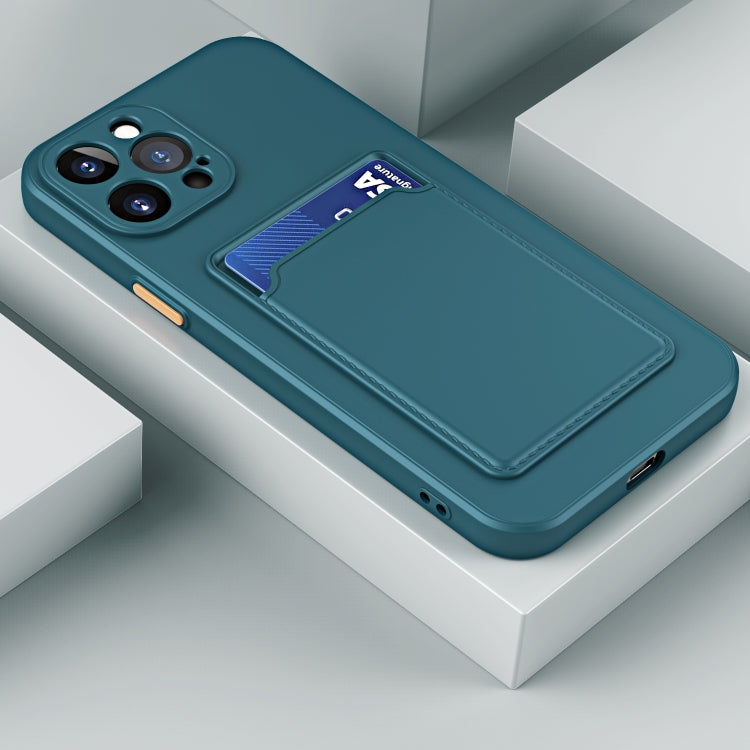 For iPhone 15 Pro Max Skin Feel Card Contrast Color Button TPU Phone Case(Dark Green) - HoMEdemic™ 