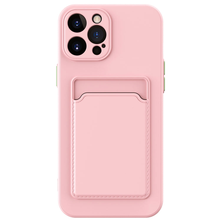 For iPhone 15 Pro Max Skin Feel Card Contrast Color Button TPU Phone Case(Pink) - HoMEdemic™ 