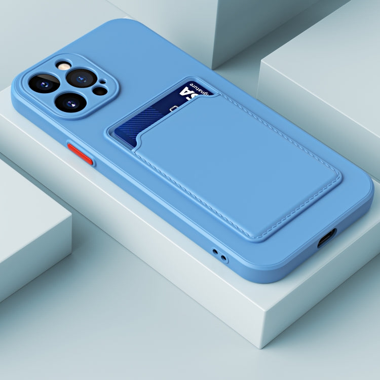 For iPhone 15 Pro Max Skin Feel Card Contrast Color Button TPU Phone Case(Sky Blue) - HoMEdemic™ 