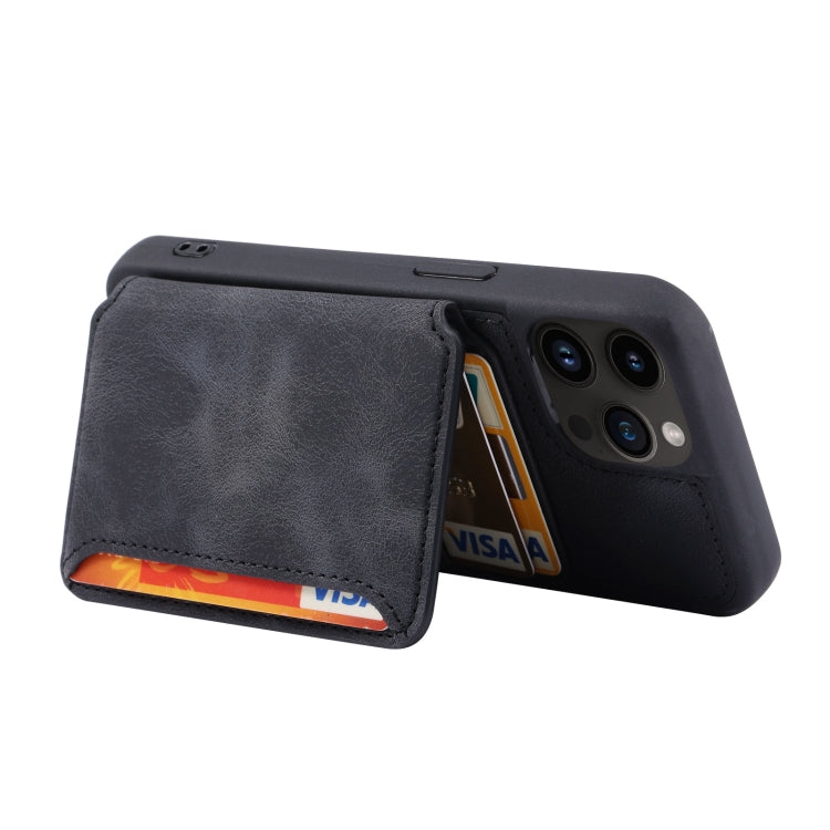 For iPhone 15 Pro Max Skin Feel Dream RFID Anti-theft PU Card Bag Phone Case(Black) - HoMEdemic™ 