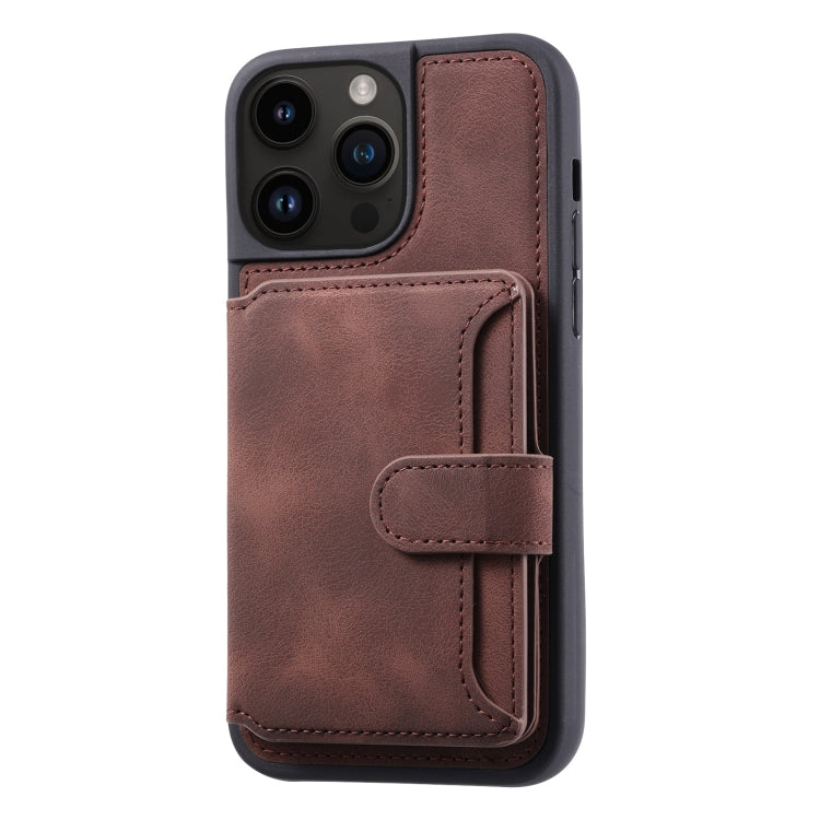 For iPhone 15 Pro Max Skin Feel Dream RFID Anti-theft PU Card Bag Phone Case(Coffee) - HoMEdemic™ 