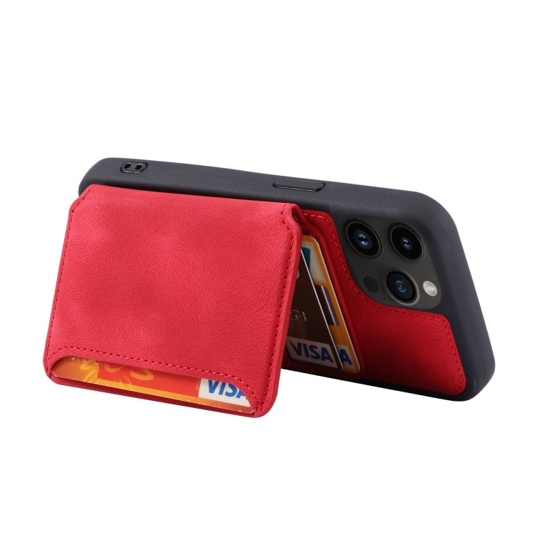 For iPhone 15 Pro Max Skin Feel Dream RFID Anti-theft PU Card Bag Phone Case(Red) - HoMEdemic™ 