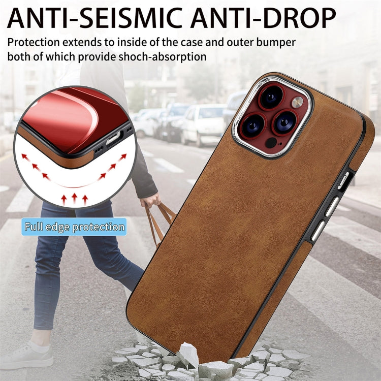 For iPhone 15 Pro Max Skin-Feel Electroplating TPU Shockproof Phone Case(Brown) - HoMEdemic™ 