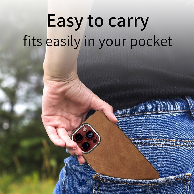 For iPhone 15 Pro Max Skin-Feel Electroplating TPU Shockproof Phone Case(Brown) - HoMEdemic™ 