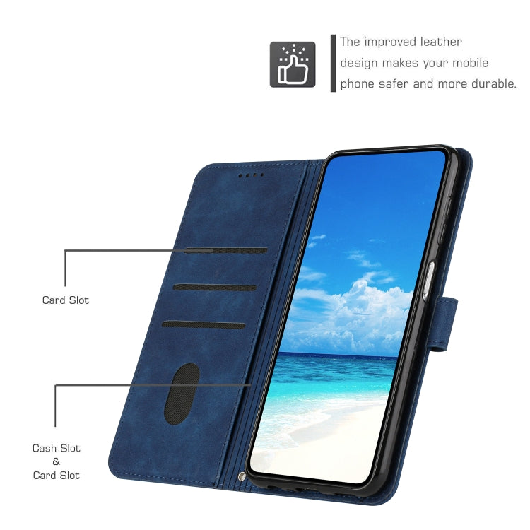 For iPhone 15 Pro Max Skin Feel Heart Pattern Leather Phone Case(Blue) - HoMEdemic™ 