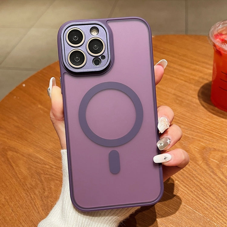 For iPhone 15 Pro Max Skin Feel MagSafe Phone Case with Lens Film(Purple) - HoMEdemic™ 