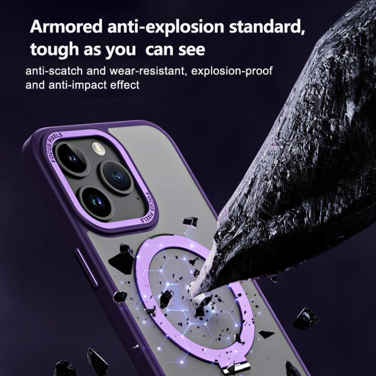For iPhone 15 Pro Max Skin Feel MagSafe Shockproof Phone Case with Holder(Purple) - HoMEdemic™ 