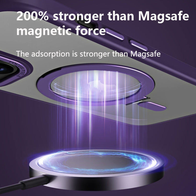 For iPhone 15 Pro Max Skin Feel MagSafe Shockproof Phone Case with Holder(Purple) - HoMEdemic™ 