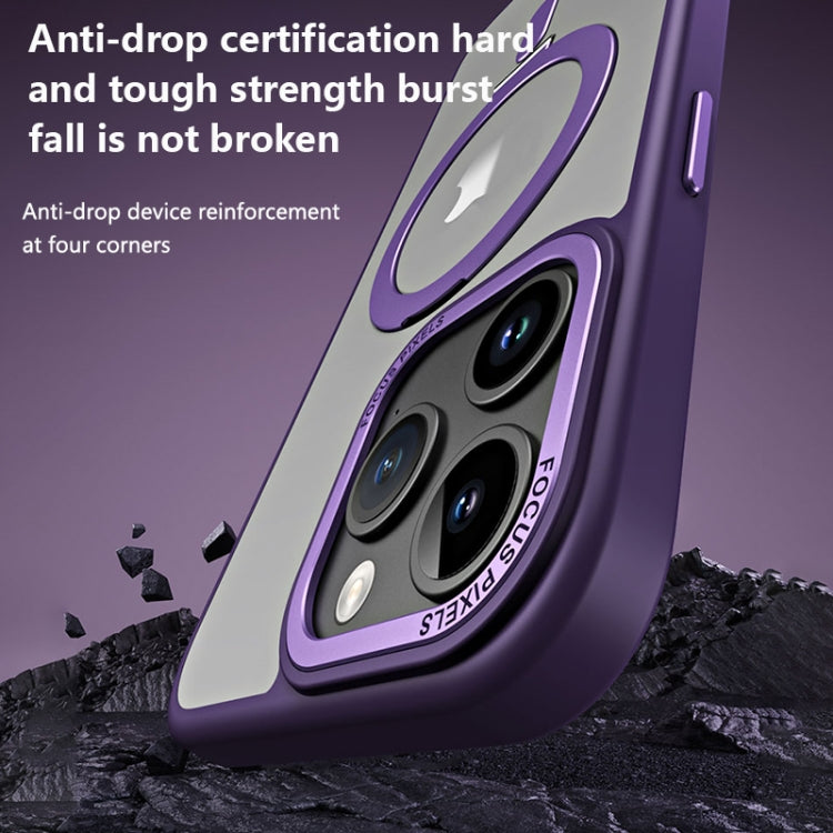 For iPhone 15 Pro Max Skin Feel MagSafe Shockproof Phone Case with Holder(Purple) - HoMEdemic™ 
