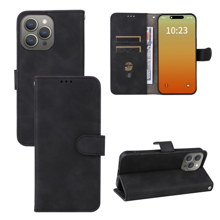 For iPhone 15 Pro Max Skin Feel Magnetic Flip Leather Phone Case(Black) - HoMEdemic™ 