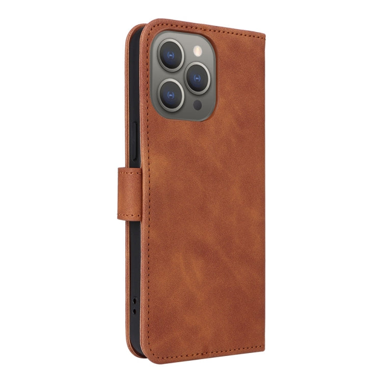 For iPhone 15 Pro Max Skin Feel Magnetic Flip Leather Phone Case(Brown) - HoMEdemic™ 