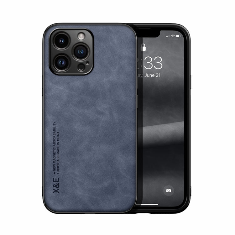 For iPhone 15 Pro Max Skin Feel Magnetic Leather Back Phone Case(Blue) - HoMEdemic™ 