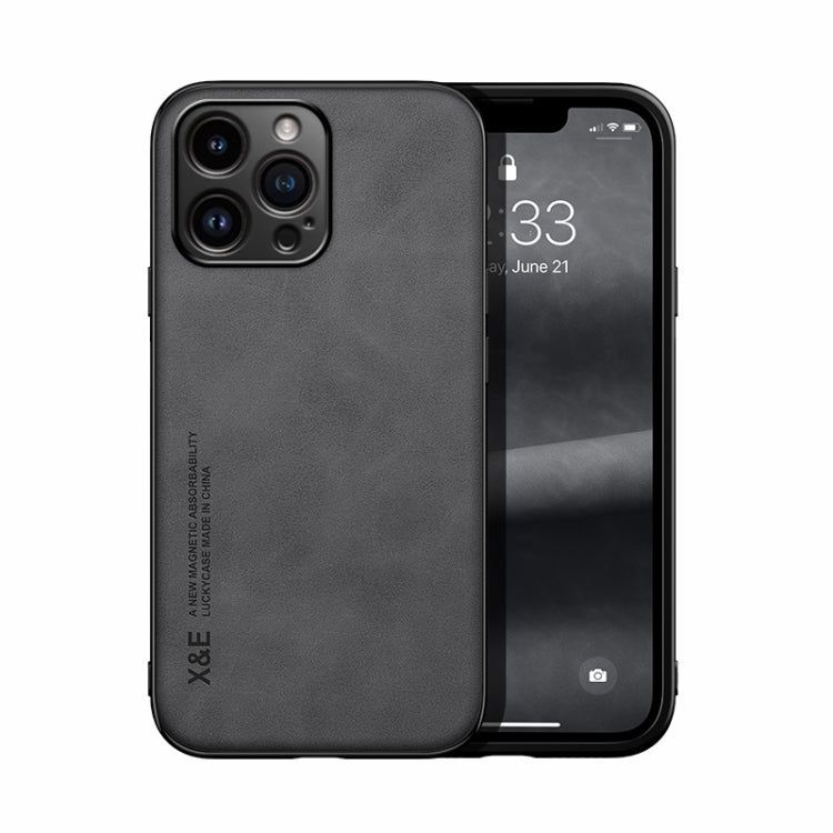 For iPhone 15 Pro Max Skin Feel Magnetic Leather Back Phone Case(Dark Grey) - HoMEdemic™ 