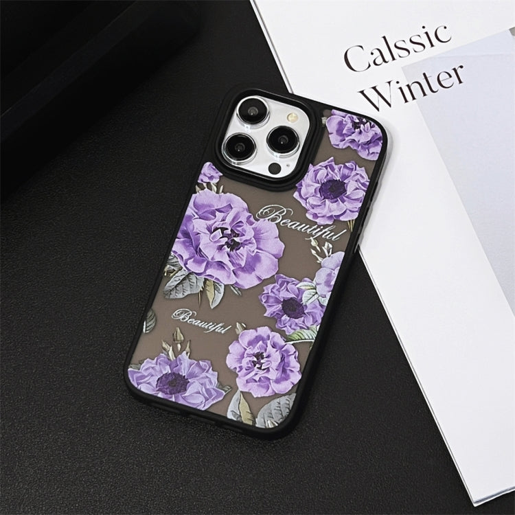 For iPhone 15 Pro Max Skin Feel Matte TPU+PC Shockproof Phone Case(Purple Flower) - HoMEdemic™ 