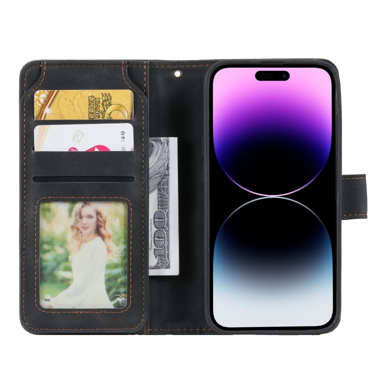 For iPhone 15 Pro Max Skin Feel Multi-card Wallet Leather Phone Case(Black) - HoMEdemic™ 