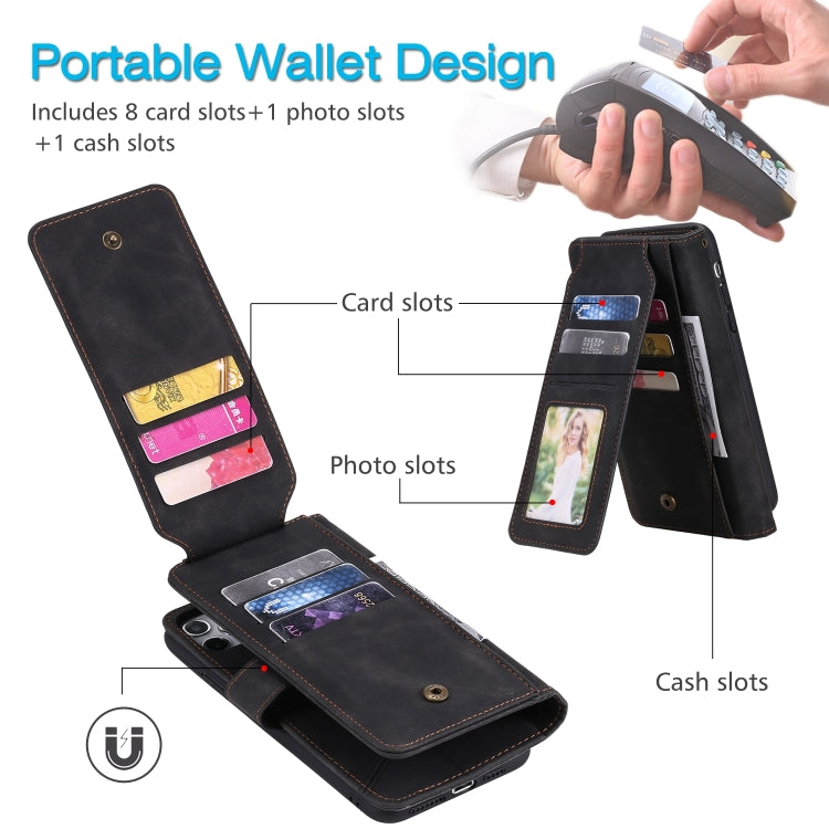 For iPhone 15 Pro Max Skin Feel Multi-card Wallet Leather Phone Case(Black) - HoMEdemic™ 