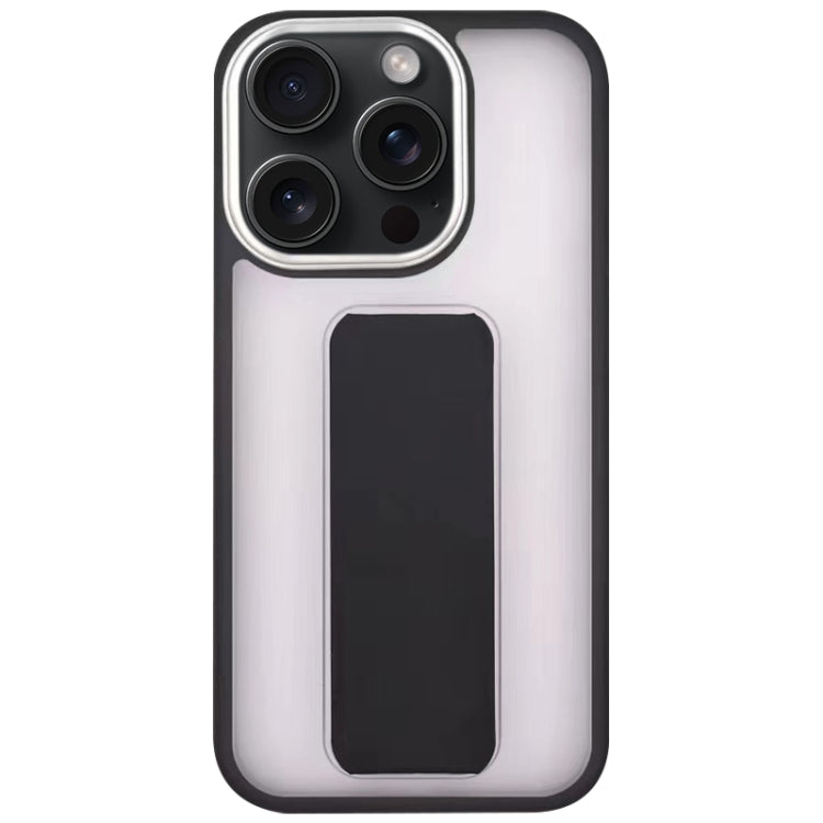 For iPhone 15 Pro Max Skin-Feel Plating Wrist Strap Stand Phone Case(Black) - HoMEdemic™ 