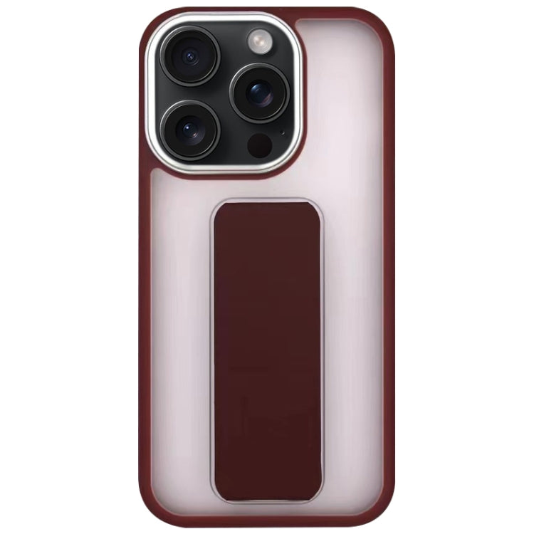 For iPhone 15 Pro Max Skin-Feel Plating Wrist Strap Stand Phone Case(Coffee) - HoMEdemic™ 